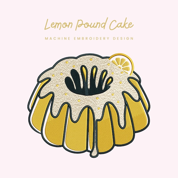 Lemon Pound Cake Embroidery File | Digital Download for Machine Embroidery | 6 Sizes | Bundt Cake • Kitchen Dessert Embroidery