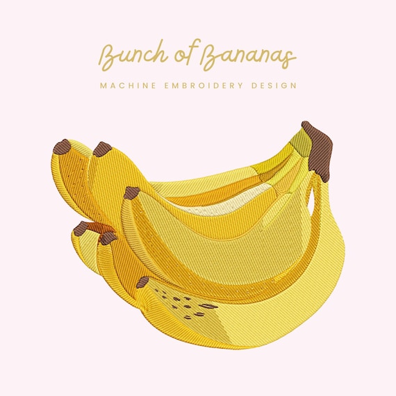 Bunch of Bananas Embroidery File | Digital Download for Machine Embroidery | 7 Sizes | Fresh Modern Fruit Stitch File • Kitchen Embroidery