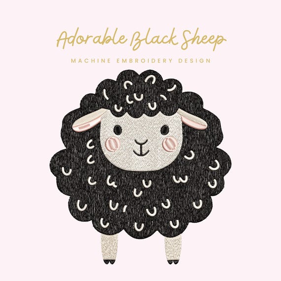 Adorable Black Sheep Embroidery File |  Digital Download for Machine Embroidery | 7 Sizes