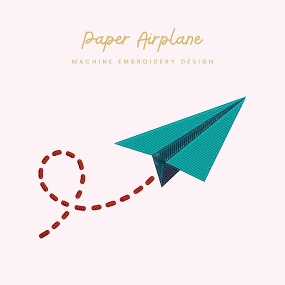 Paper Airplane Embroidery File |  Digital Download for Machine Embroidery | 7 Sizes | Flying Airplane • Playful Travel
