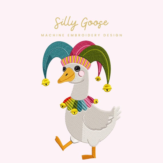 Silly Goose Embroidery File | Digital Download for Machine Embroidery | 5 Sizes | Whimsical Farm Animal • Instant Download
