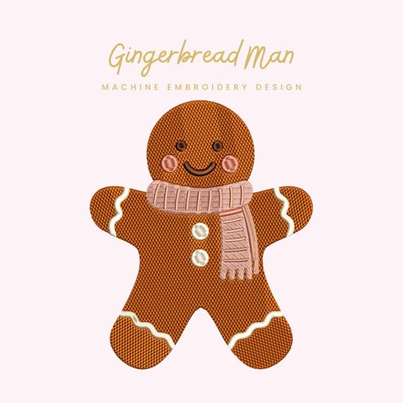 Gingerbread Man Embroidery File |  Digital Download for Machine Embroidery | 6 Sizes | Christmas Cookie  • Holiday Embroidery • Cute Cookie