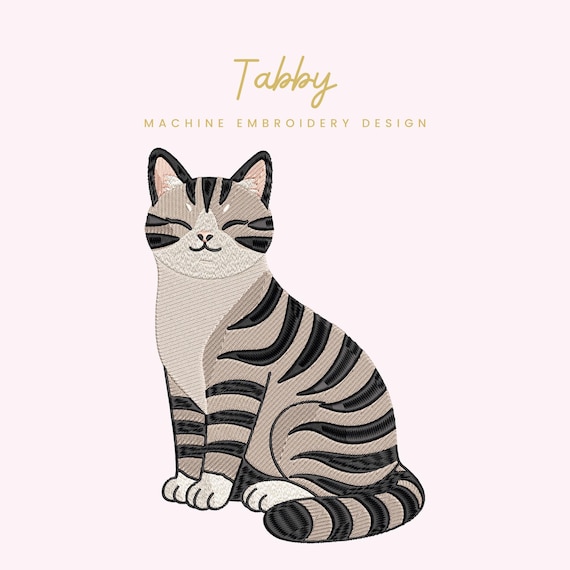 Tabby Embroidery File | Digital Download for Machine Embroidery | 5 Sizes | Cute Cat Lover • Kitty Design