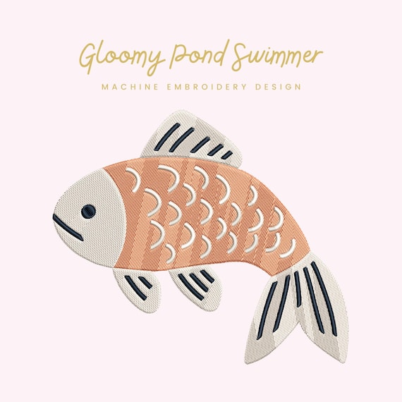 Gloomy Pond Swimmer Embroidery File | Digital Download for Machine Embroidery | 6 Sizes | Modern Fish Stitch • Lake and Pond Embroidery