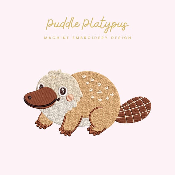 Puddle Platypus Embroidery File | Digital Download for Machine Embroidery | 6 Sizes | Woodland Stitch • Forest Animal