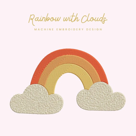 Rainbow with Clouds embroidery design
