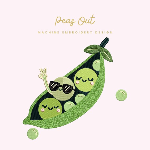 Peas Out Embroidery File | Digital Download for Machine Embroidery | 6 Sizes | Cute Pea Pod Stitch File • Funny Vegetable Embroidery