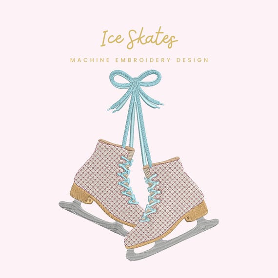 Ice Skates Embroidery File |  Digital Download for Machine Embroidery | 6 Sizes