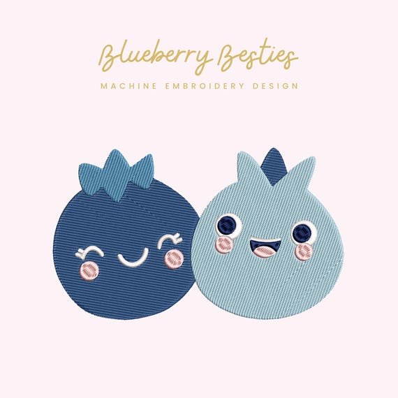 Blueberry Besties Embroidery File |  Digital Download for Machine Embroidery | 7 Sizes | Cute Kawaii Fruit • Instant Download