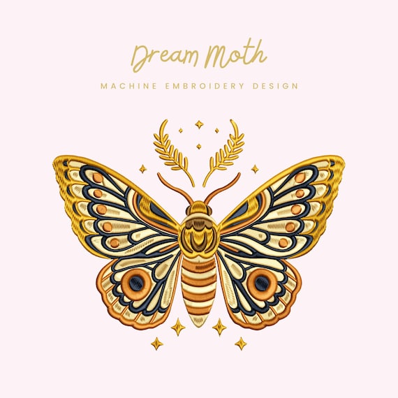 Dream Moth Embroidery File | Digital Download for Machine Embroidery | 6 Sizes | Ornate Moth Stitch • Botanical Celestial Embroidery