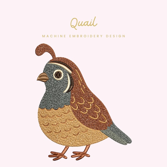 Quail Embroidery File | Digital Download for Machine Embroidery | 6 Sizes | Woodland Bird Stitch • Nature • Farmhouse Animal