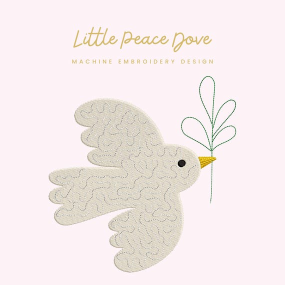 Little Peace Dove Embroidery File |  Digital Download for Machine Embroidery | 6 Sizes | Baptism Design • Minimal Bird