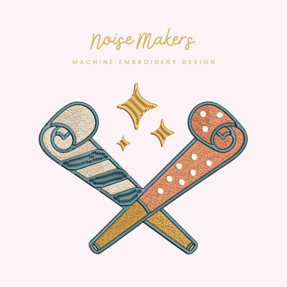 Noise Makers Embroidery File |  Digital Download for Machine Embroidery | 7 Sizes | Party Poppers • Celebration Embroidery