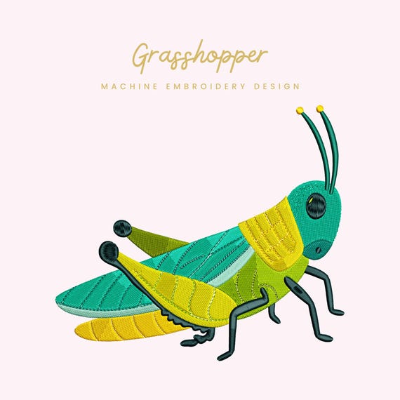 Grasshopper Embroidery File | Digital Download for Machine Embroidery | 6 Sizes | Insect and Bug • Nature • Instant Download