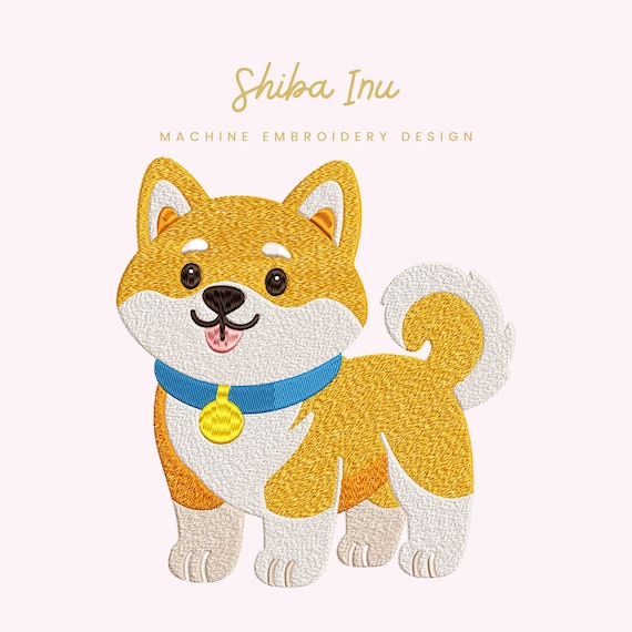 Shiba Inu Embroidery File | Digital Download for Machine Embroidery | 6 Sizes | Cute Shiba Dog • Kawaii Puppy Embroidery
