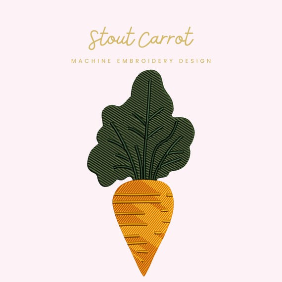Stout Carrot Embroidery File | Digital Download for Machine Embroidery | 6 Sizes | Garden Carrot • Fresh Farm Design • Easter Embroidery