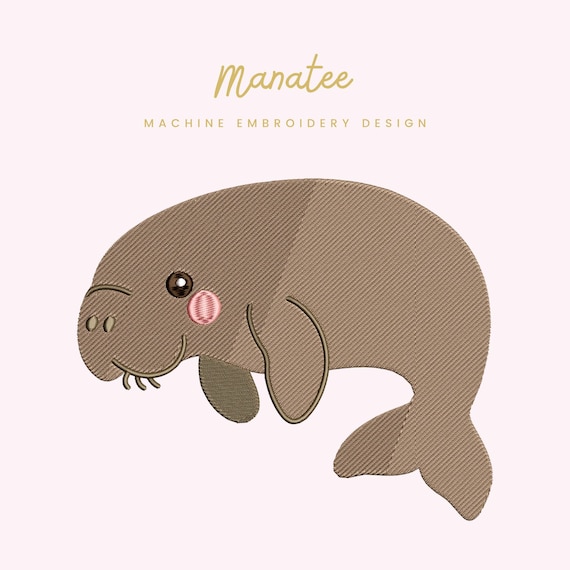 Manatee Embroidery File | Digital Download for Machine Embroidery | 7 Sizes | Ocean Animal • Marine Sea Life