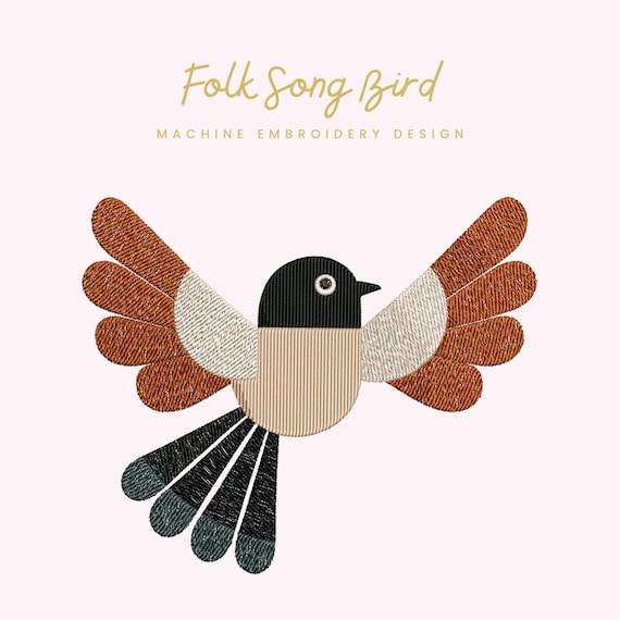 Folk Song Bird Embroidery File | Digital Download for Machine Embroidery | 6 Sizes | Modern Bird Embroidery • Folk Art Design