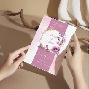 Floral 25th Wedding Anniversary Invitation, Anniversary Dinner Invite Template, Elegant Anniversary Reception, Digital Invitation Template