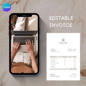 Invoice Template - Minimalist Business Invoice, Small Business Template, Modern Boho Client Invoice, Editable Template, Services Invoice