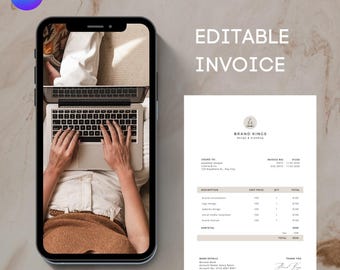 Minimalistische zakelijke factuursjabloon: modern bewerkbaar ontwerp (digitale download)