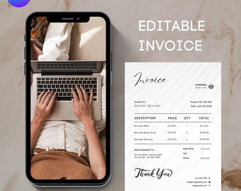 Minimalist Invoice Template - Editable Small Business Form (US Letter & A4)