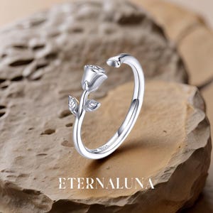925 Sterling Silver Adjustable Rose Ring