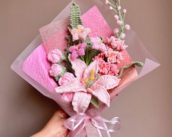Gehäkelter Lilien Rosenstrauß: Handgemachte Milch Garn Blumengeschenk