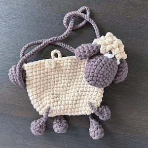 Sac à bandoulière fait main en mouton au crochet | bandoulière en fil à la mode, mignon et respectueux de l'environnement | Cadeau parfait pour elle et les enfants
