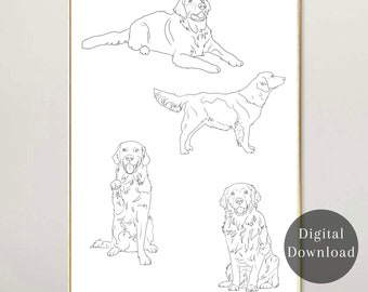 Digital Labrador Print | Line Drawing | Minimalistic Print | Wall Art ...