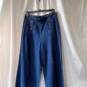 Vintage Denim Jeans, Wide Leg Sailor Style Jeans by New York Line ...