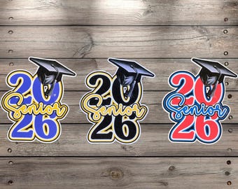 Class of 2026 Senior Sticker, Graduation Cap Vinyl Decal, Personalized Senior Year Sticker, Class of 2027 2028 Graduation Sticker