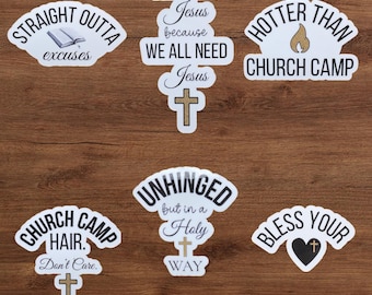 Funny Christian Stickers, Faith Sticker Pack for Water Bottles, Bible Journals, and Laptops