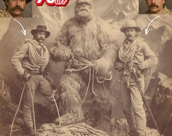 Customised Bigfoot couple Portrait , Sasquatch Custom Portrait , Bigfoot portrait , Sasquatch Portrait Bigfoot Lover , gift for him 75% off