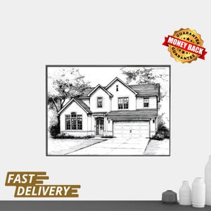 Custom House Sketch , Personalized Home Drawing,Line drawing house,line art,Minimalists,Home Sketch,Realtor Gift , gift for him