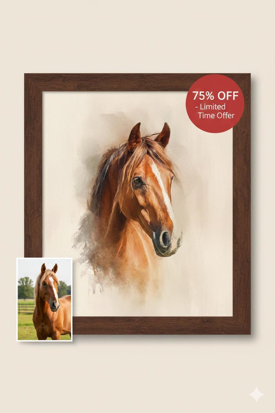 Custom Majestic Horse Watercolor Portrait Equestrian Lifestyle Wall Art ...