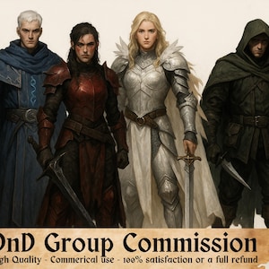 DnD Group Commission , DnD Characters Art , Tabletop Gaming Artwork Commission , Dungeon and Dragons custom portrait , Group Commission