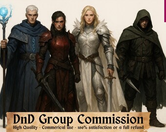 DnD Group Commission , DnD Characters Art , Tabletop Gaming Artwork Commission , Dungeon and Dragons custom portrait , Group Commission