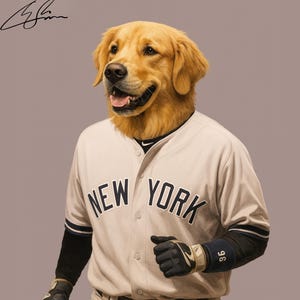 Custom Baseball Pet Portrait, New York Dog Portrait, Funny Pet Portrait, Sports Pet Portrait, Custom Pet Portrait, Unique Pet Gifts, Boston
