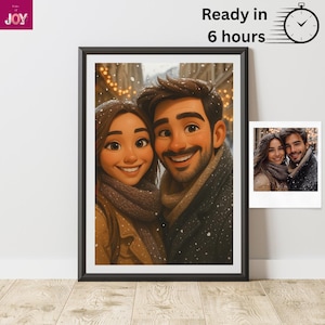 Portraits de couple, dessin animé personnalisé style Pixar à partir d'une photo, portrait numérique 3D, devenir un personnage Pixar, cadeau pour couple Saint-Valentin