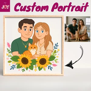 Personalized couple portrait, Custom Couple portrait , cute cartoon style illustration , Anniversary engagement gift, Digital design