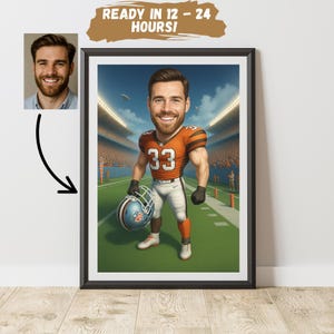 Portrait personnalisé de caricature de joueur de football NFL sur mesure Caricature de joueur de football personnalisée dessin à partir de la photo Caricature de joueur de football drôle