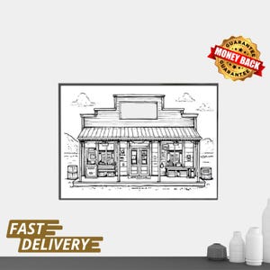 Custom Business Storefront Sketch, Business Front , Commercial Building Painting, Restaurant portrait , Bar portrait , Business Owner gift