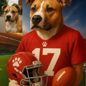 Football Team Custom Dog Lover Gift, American football Fun Gift, Custom Dog Portrait, Funny Pet Lover Gift , dog lover , fast turnover