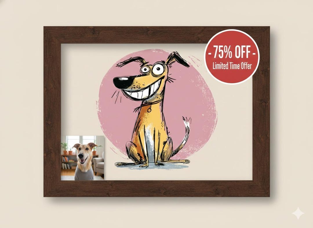 Custom Funny Derpy Dog Portrait Wall Art Intentionally Bad Pet Art Gift ...