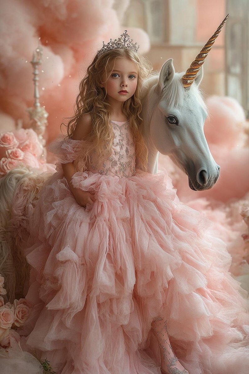 Unique Princess Custom Girl Unicorn Princess Portrait Wall Art Magical Cloud Kingdom ...