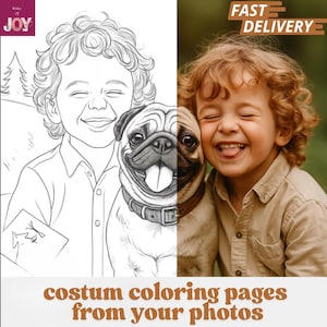 Custom Coloring Pages, gift for her , Personalized Photo To Coloring Page, Printable Coloring Book, Gift For Kids, Wedding Coloring book