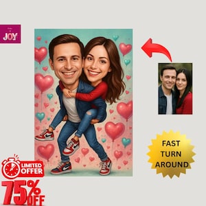 Couple Gift, Couple Caricature from Photo, Funny Couple Gift for Anniversary , Funny Couple Portrait for Home, -  75% Limited Time Discount!