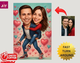 Couple Gift, Couple Caricature from Photo, Funny Couple Gift for Anniversary , Funny Couple Portrait for Home, -  75% Limited Time Discount!
