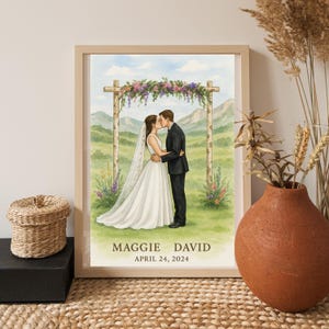 Custom Watercolor Portrait From Photo , In loving Memory Gift, Couple gift , Handpainted style Wedding Portrait, Family Portrait Painting